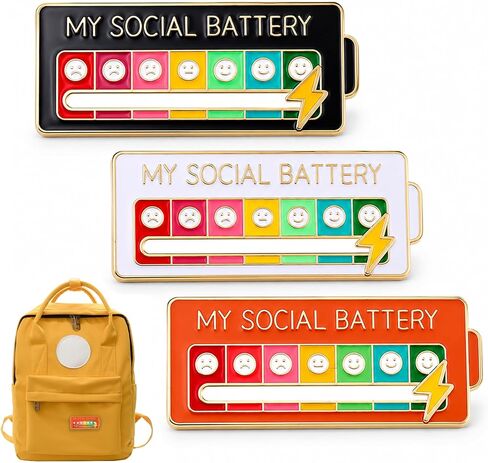 3 Pcs My Social Battery Slider Pin,Funny Social Battery Slider Pin,Social Battery Pi n,My Social Battery Pi n for Work, Cute Expression Mood Pins for Introverts Interactive in Saudi Arabia