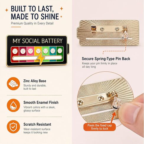 3 Pcs My Social Battery Slider Pin,Funny Social Battery Slider Pin,Social Battery Pi n,My Social Battery Pi n for Work, Cute Expression Mood Pins for Introverts Interactive in Saudi Arabia