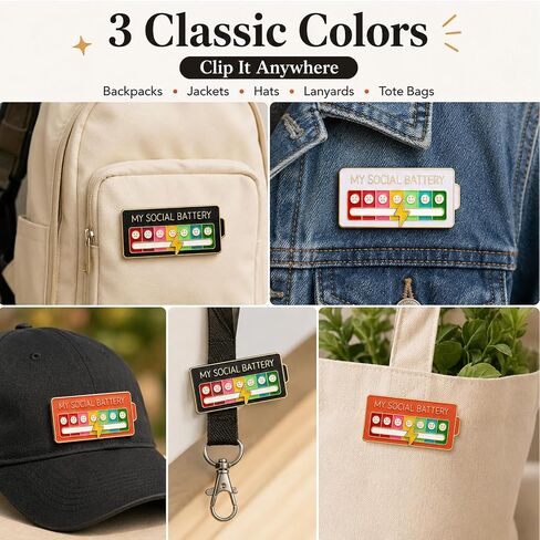 3 Pcs My Social Battery Slider Pin,Funny Social Battery Slider Pin,Social Battery Pi n,My Social Battery Pi n for Work, Cute Expression Mood Pins for Introverts Interactive in Saudi Arabia