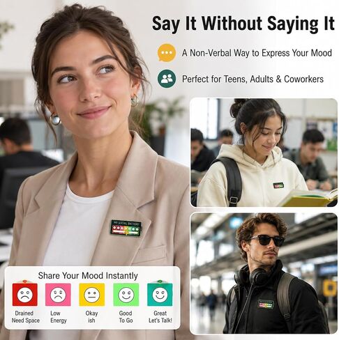 3 Pcs My Social Battery Slider Pin,Funny Social Battery Slider Pin,Social Battery Pi n,My Social Battery Pi n for Work, Cute Expression Mood Pins for Introverts Interactive in Saudi Arabia