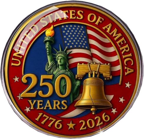 250th Anniversary Independence Day Brooch, Gold Plated Patriotic Statue of Liberty Pin American Flag 250th Pins Patriot Collectible Souvenir Brooches Commemorative Jewelry for Women Men in Saudi Arabia