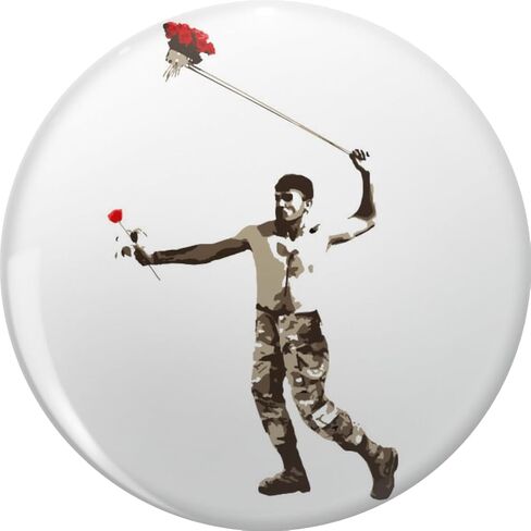 Banksy نمط زهرة قاذف الشارع الفن المناهضة للحرب السلام الاحتجاج تصميم دبوس التلبيب دبوس بروش شارة بدبابيس الصلب 0.75" in Kuwait