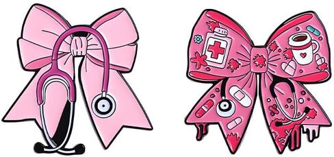 Nurse Enamel Lapel Pins Cute Bowknot Brooch Inspirational Cartoon Lapel Pins Badges Doctor Backpacks Brooch Nurses' Day Gifts for Clothes Bags Hats Accessories-3pcs in Kuwait