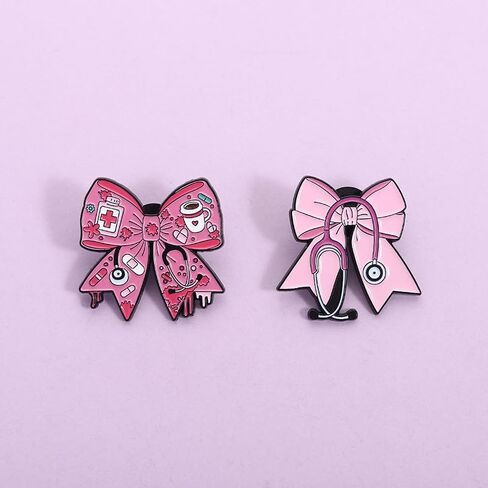 Nurse Enamel Lapel Pins Cute Bowknot Brooch Inspirational Cartoon Lapel Pins Badges Doctor Backpacks Brooch Nurses' Day Gifts for Clothes Bags Hats Accessories-3pcs in Kuwait