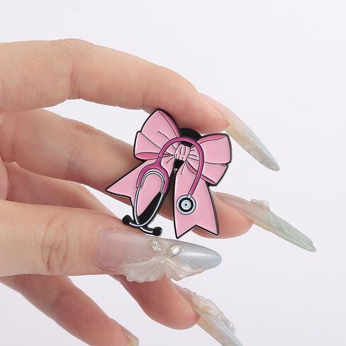 Nurse Enamel Lapel Pins Cute Bowknot Brooch Inspirational Cartoon Lapel Pins Badges Doctor Backpacks Brooch Nurses' Day Gifts for Clothes Bags Hats Accessories-3pcs in Kuwait