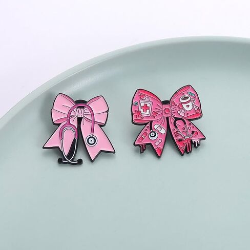 Nurse Enamel Lapel Pins Cute Bowknot Brooch Inspirational Cartoon Lapel Pins Badges Doctor Backpacks Brooch Nurses' Day Gifts for Clothes Bags Hats Accessories-3pcs in Kuwait