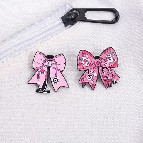 Nurse Enamel Lapel Pins Cute Bowknot Brooch Inspirational Cartoon Lapel Pins Badges Doctor Backpacks Brooch Nurses' Day Gifts for Clothes Bags Hats Accessories-3pcs in Kuwait
