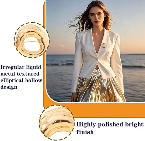 Funky Chunky Gold Hollow Brooches Pins for Women, Geometric Round Spiral Brooch Pin，Irregular Geometric Trendy Party Prom Wedding Evening Formal Occasions in Saudi Arabia