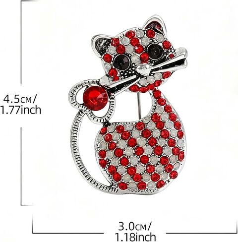 Cute Rhinestone Cat Brooch Pin, Premium Alloy Kitten Lapel Pin, Elegant Women Fashion Jewelry Accessory for Daily Wear & Gifting(Green) in Kuwait