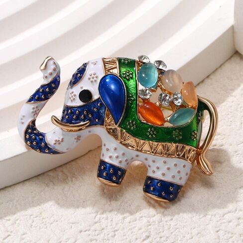 Elephant Brooch Pins for Women, Lucky Elephant Brooch Pin, Cute Elephant Animal Brooch Lapel Pin, Bohemian Colorful Elephant Brooches Pins for Women Hat Bag Suit Dress Accessories in Kuwait