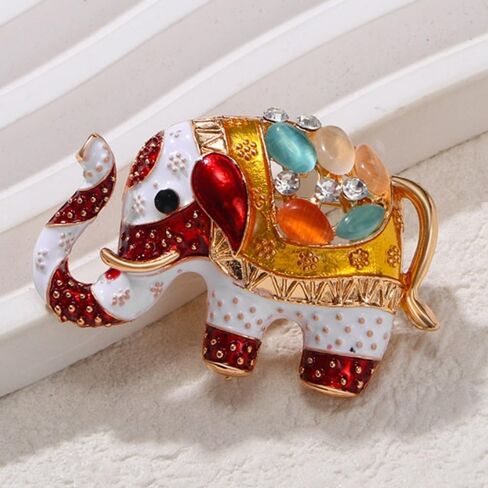 Elephant Brooch Pins for Women, Lucky Elephant Brooch Pin, Cute Elephant Animal Brooch Lapel Pin, Bohemian Colorful Elephant Brooches Pins for Women Hat Bag Suit Dress Accessories in Kuwait
