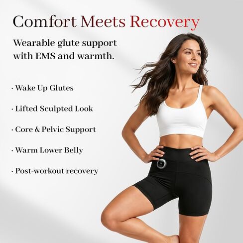 Microcurrent Toning Shorts for Women, High Waist Tummy Control Butt Lifting Compression Shorts, 8 Modes 30 Intensity Levels, 3-Level Abdominal Heating for Body Sculpting Black in Kuwait