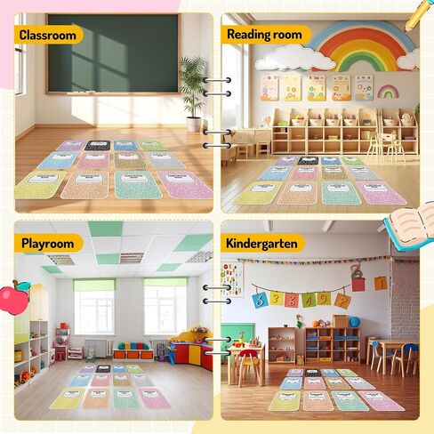 12Pcs Back to School Kids Classroom Carpet Seats Cushions Floor Mat | Composition Notebook Carpet Cushions, 16" Soft Non Slip Seating Rug, Elementary Preschool Kindergarten Learning Playing Areas in Kuwait