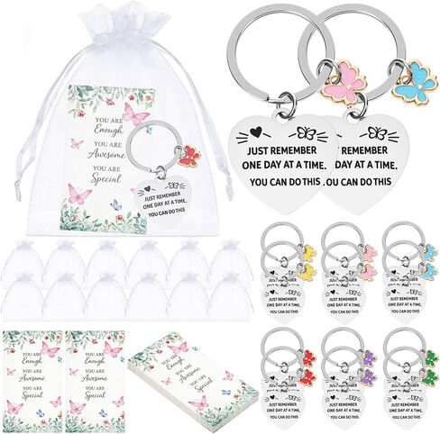 12 Sets Inspirational Gifts for Women Butterfly Keychains with Motivational Cards and Bags Bulk Colorful Encouragement Graduation Gifts Appreciation Party Favors for Teacher Employee Coworkers in Saudi Arabia