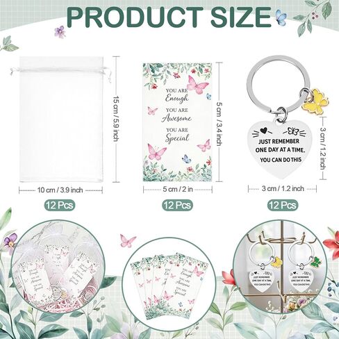 12 Sets Inspirational Gifts for Women Butterfly Keychains with Motivational Cards and Bags Bulk Colorful Encouragement Graduation Gifts Appreciation Party Favors for Teacher Employee Coworkers in Saudi Arabia