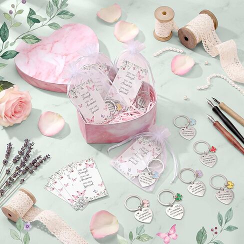 12 Sets Inspirational Gifts for Women Butterfly Keychains with Motivational Cards and Bags Bulk Colorful Encouragement Graduation Gifts Appreciation Party Favors for Teacher Employee Coworkers in Saudi Arabia