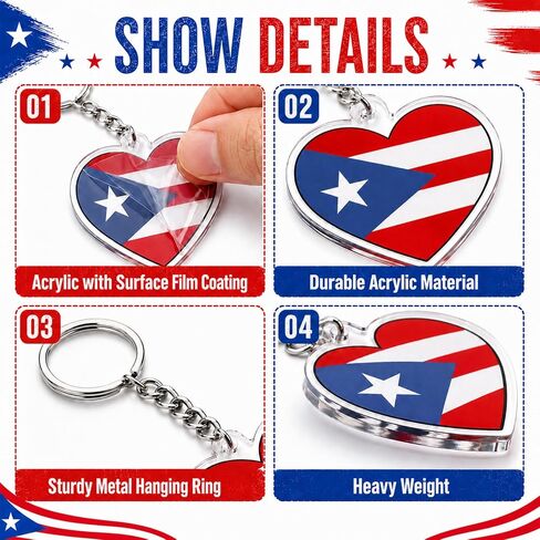 30 Pcs Puerto Rico Flag Keychain Souvenirs Gift Bulk Puerto Rico Acrylic Keychain Accessories for Party Decorations Supplies Holidays Daily Use in Kuwait