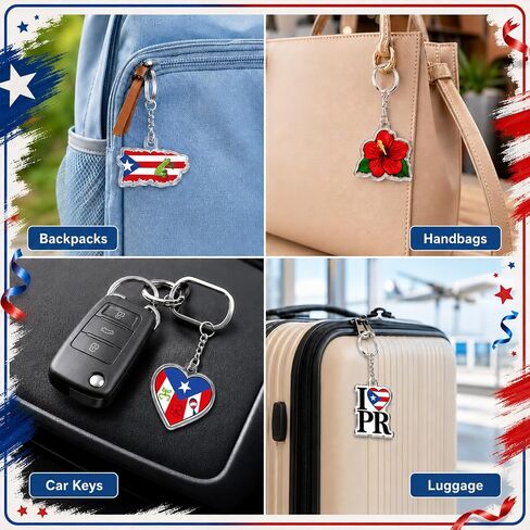 30 Pcs Puerto Rico Flag Keychain Souvenirs Gift Bulk Puerto Rico Acrylic Keychain Accessories for Party Decorations Supplies Holidays Daily Use in Kuwait