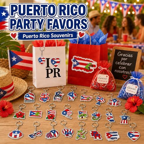 30 Pcs Puerto Rico Flag Keychain Souvenirs Gift Bulk Puerto Rico Acrylic Keychain Accessories for Party Decorations Supplies Holidays Daily Use in Kuwait