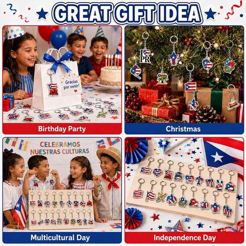 30 Pcs Puerto Rico Flag Keychain Souvenirs Gift Bulk Puerto Rico Acrylic Keychain Accessories for Party Decorations Supplies Holidays Daily Use in Kuwait