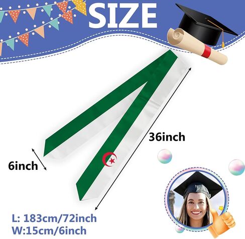 Flag Graduation Stole Sash, Flag Graduation Shawl Sash Stole Wraps Scarf For International Study Pride Women Men (Algeria) in Saudi Arabia