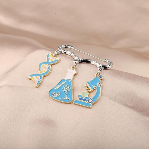 CHOORO Microscope and DNA Double Helix Pendant Brooch Pin Science Gift for Laboratory Technologist/Science Student in Kuwait