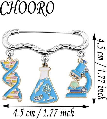 CHOORO Microscope and DNA Double Helix Pendant Brooch Pin Science Gift for Laboratory Technologist/Science Student in Kuwait