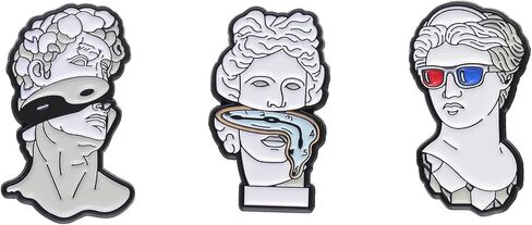 ROFARSO Art Bust Sculpture Enamel Lapel Pin Set Michelangelo's David Pin, Accessory for Backpacks Clothing Bags Hats Shirts (3piccs pin set) in Kuwait