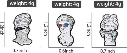 ROFARSO Art Bust Sculpture Enamel Lapel Pin Set Michelangelo's David Pin, Accessory for Backpacks Clothing Bags Hats Shirts (3piccs pin set) in Kuwait