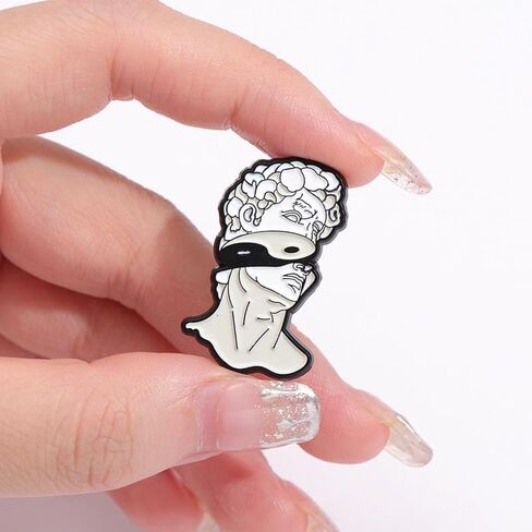 ROFARSO Art Bust Sculpture Enamel Lapel Pin Set Michelangelo's David Pin, Accessory for Backpacks Clothing Bags Hats Shirts (3piccs pin set) in Kuwait
