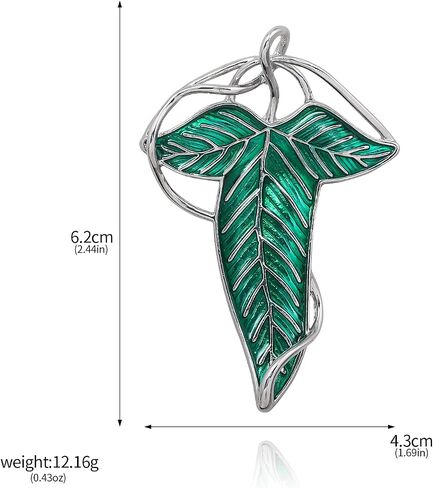 Elven Green Tree Leaf Enamel Pins - Elegant Costume Brooches Cosplay Jewelry, Cloak Clasp Merch for Women Men - Movie Accessories Gifts for Friends Fans in Kuwait