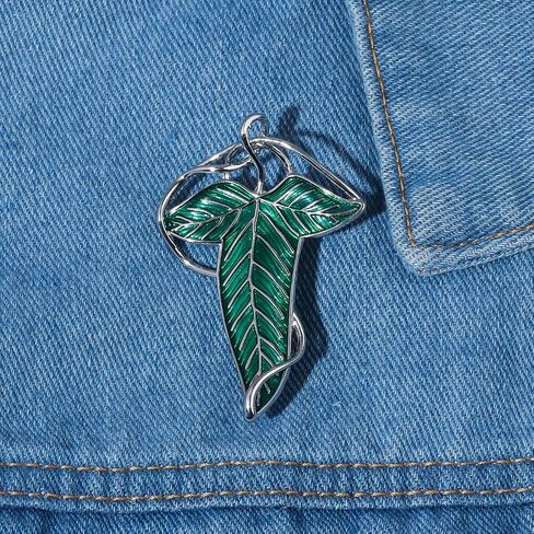 Elven Green Tree Leaf Enamel Pins - Elegant Costume Brooches Cosplay Jewelry, Cloak Clasp Merch for Women Men - Movie Accessories Gifts for Friends Fans in Kuwait