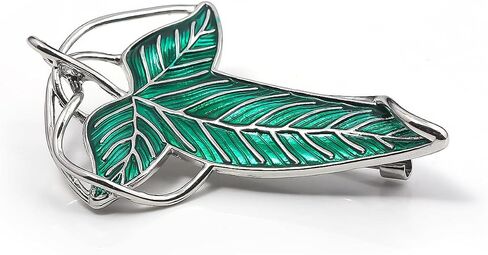 Elven Green Tree Leaf Enamel Pins - Elegant Costume Brooches Cosplay Jewelry, Cloak Clasp Merch for Women Men - Movie Accessories Gifts for Friends Fans in Kuwait