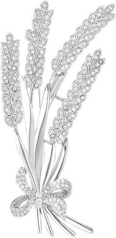 Silver Wheat Brooch for Women Fashion Rhinestone Brooch Pin for Dress White Wheat Lapel Pin Jewelry Gift for Mom Wife in Saudi Arabia