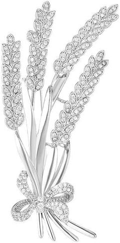 Silver Wheat Brooch for Women Fashion Rhinestone Brooch Pin for Dress White Wheat Lapel Pin Jewelry Gift for Mom Wife in Saudi Arabia