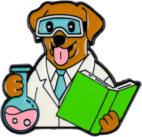 Scientist Dog Lover Enamel Pin For Science Teacher Dog Mom Dad Scientist, Science And Puppy Lover Pin Brooch, Geek Lapel Badge, Fur Mama Brooches, STEM Accessories in Kuwait