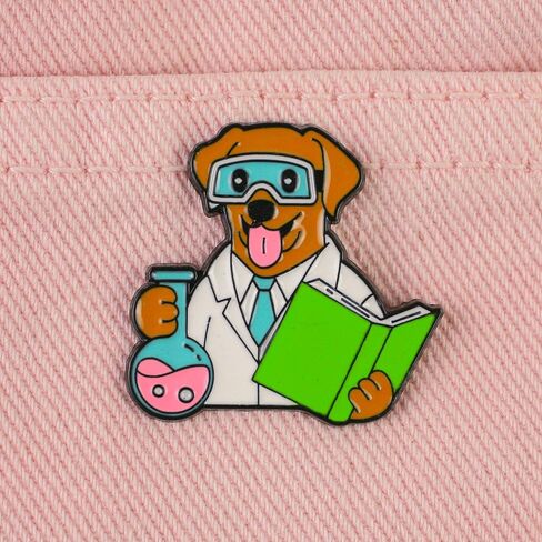 Scientist Dog Lover Enamel Pin For Science Teacher Dog Mom Dad Scientist, Science And Puppy Lover Pin Brooch, Geek Lapel Badge, Fur Mama Brooches, STEM Accessories in Kuwait