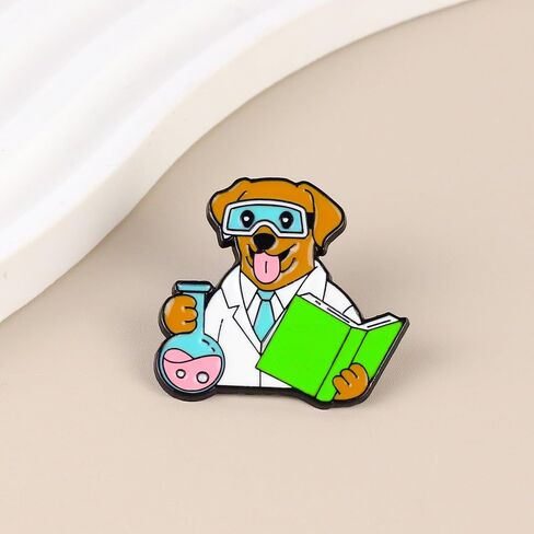 Scientist Dog Lover Enamel Pin For Science Teacher Dog Mom Dad Scientist, Science And Puppy Lover Pin Brooch, Geek Lapel Badge, Fur Mama Brooches, STEM Accessories in Kuwait