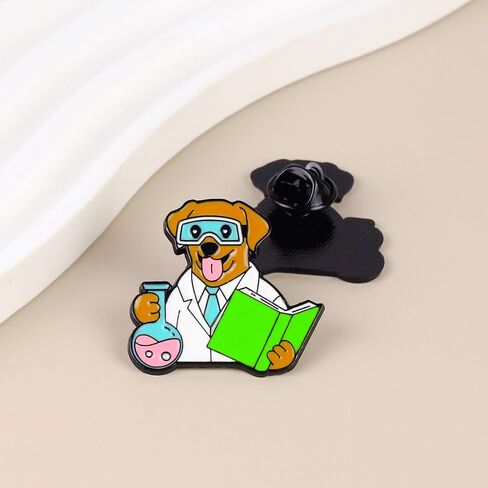 Scientist Dog Lover Enamel Pin For Science Teacher Dog Mom Dad Scientist, Science And Puppy Lover Pin Brooch, Geek Lapel Badge, Fur Mama Brooches, STEM Accessories in Kuwait