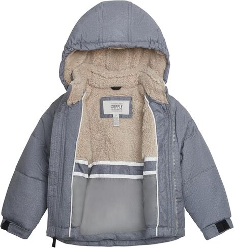 LONDON FOG boys Heavyweight Puffer Jacket Fleece-lined Brushed Microfiber Winter Coat in Kuwait