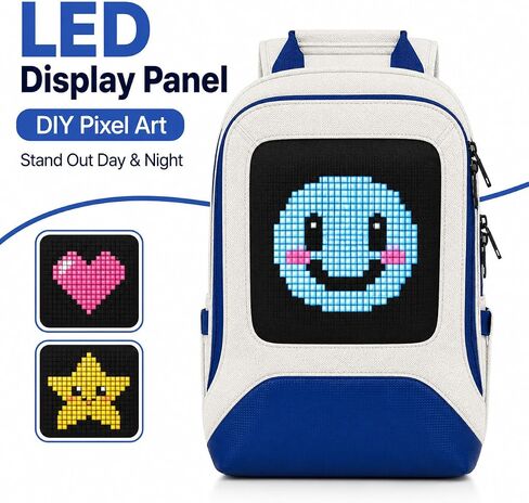 حقيبة ظهر LED وطنية مع شاشة بكسل قابلة للبرمجة، حقيبة ظهر للكمبيوتر المحمول 22 لترًا مقاس 16 بوصة، تحكم في تطبيق بلوتوث، حقيبة نهارية للسفر خفيفة الوزن مقاومة للماء للعطلات والمناسبات الخارجية (بنك الطاقة غير متضمن) in Kuwait