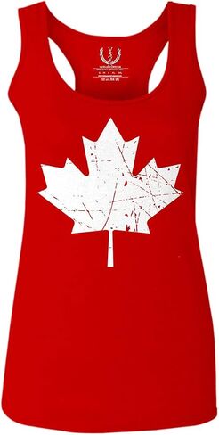 0086. Canada Flag Maple Leaf Canadian Pride Retro Vintage Style Women's Tank Top Racerback in Saudi Arabia