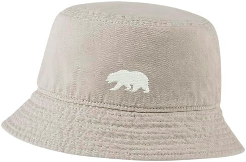 Men's Bucket Hat Bear California Embroidered Cotton Washed Unisex Casual Fisherman Hat in Kuwait