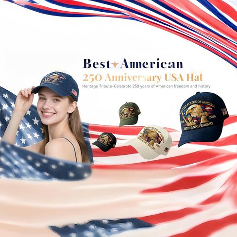 United States 250th Anniversary Hat Eagle - United States 250th Anniversary Hat, Patriotic Adjustable Baseball Cap in Kuwait
