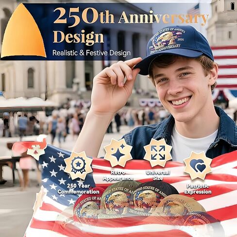 United States 250th Anniversary Hat Eagle - United States 250th Anniversary Hat, Patriotic Adjustable Baseball Cap in Kuwait
