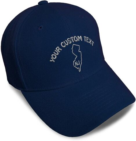 Custom Baseball Caps for Men & Women Embroidered New Jersey Flag Map Nj Nje. Jerseyan Acrylic in Kuwait