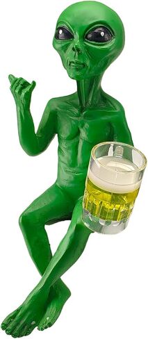Novelty Alien Statue - Alien with Beer Glass Figurine, Home Office Bar Pub Game Room Desktop Shelf Workstation Coffee Table Ornament in Saudi Arabia