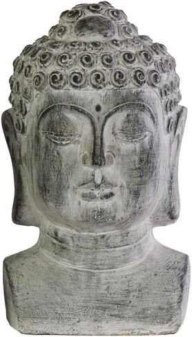 Urban Trends Cement Buddha Head with Beaded Ushnisha on Base LG Washed Finish Gray, Gray in Saudi Arabia