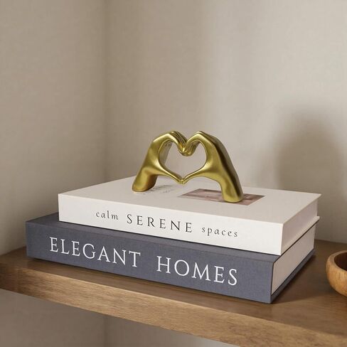 MAOBUYOU Small Heart Hands Sculpture, Modern Aesthetic Decor for Living Room, Bedroom, Bookshelf, Coffee Table, Office, Love Finger Statue, Unique Gift for Wedding, Christmas, Birthday (Gold) in Saudi Arabia