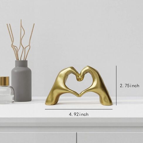 MAOBUYOU Small Heart Hands Sculpture, Modern Aesthetic Decor for Living Room, Bedroom, Bookshelf, Coffee Table, Office, Love Finger Statue, Unique Gift for Wedding, Christmas, Birthday (Gold) in Saudi Arabia